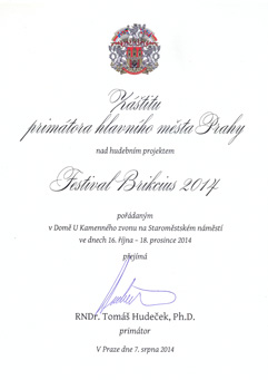 http://www.Praha.eu - RNDr. Tomš Hudeček - Primtor Hlavnho města Prahy - zštita nad hudebnm projektem Festival Brikcius 2014 - 3. ročnk cyklu koncertů komorn hudby v Domě U Kamennho zvonu v Praze ("Rok česk hudby 2014)